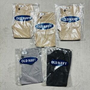 NWT Old Navy Straight Leg Pants Toddler Boys 4T Beige Gray Brown Lot of 5 NEW
